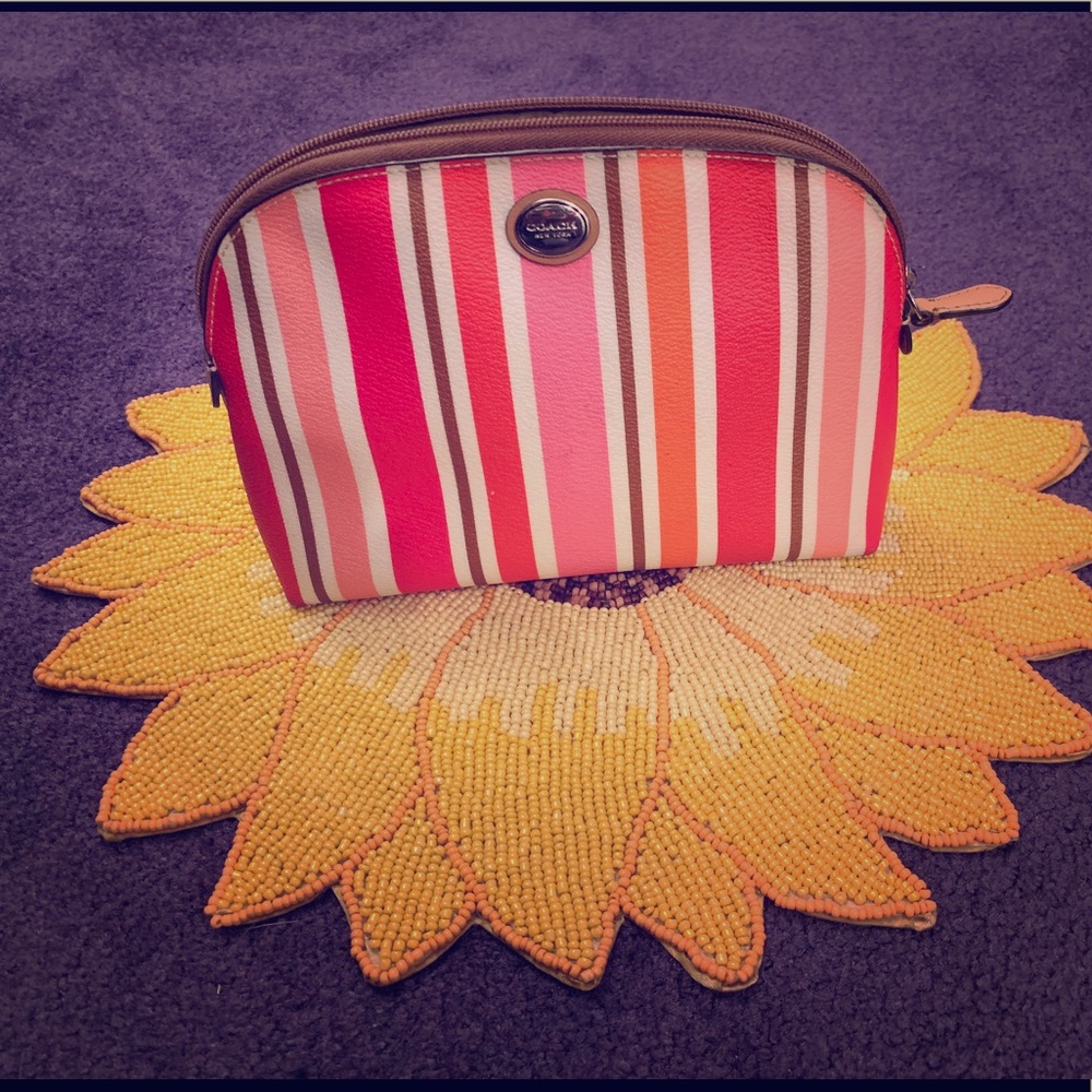 Coach Striped Cosmetic Case